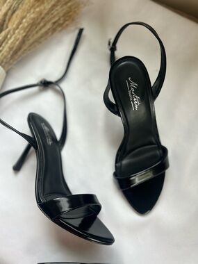 Mostrin Black Patent Slingback Heels 8 new